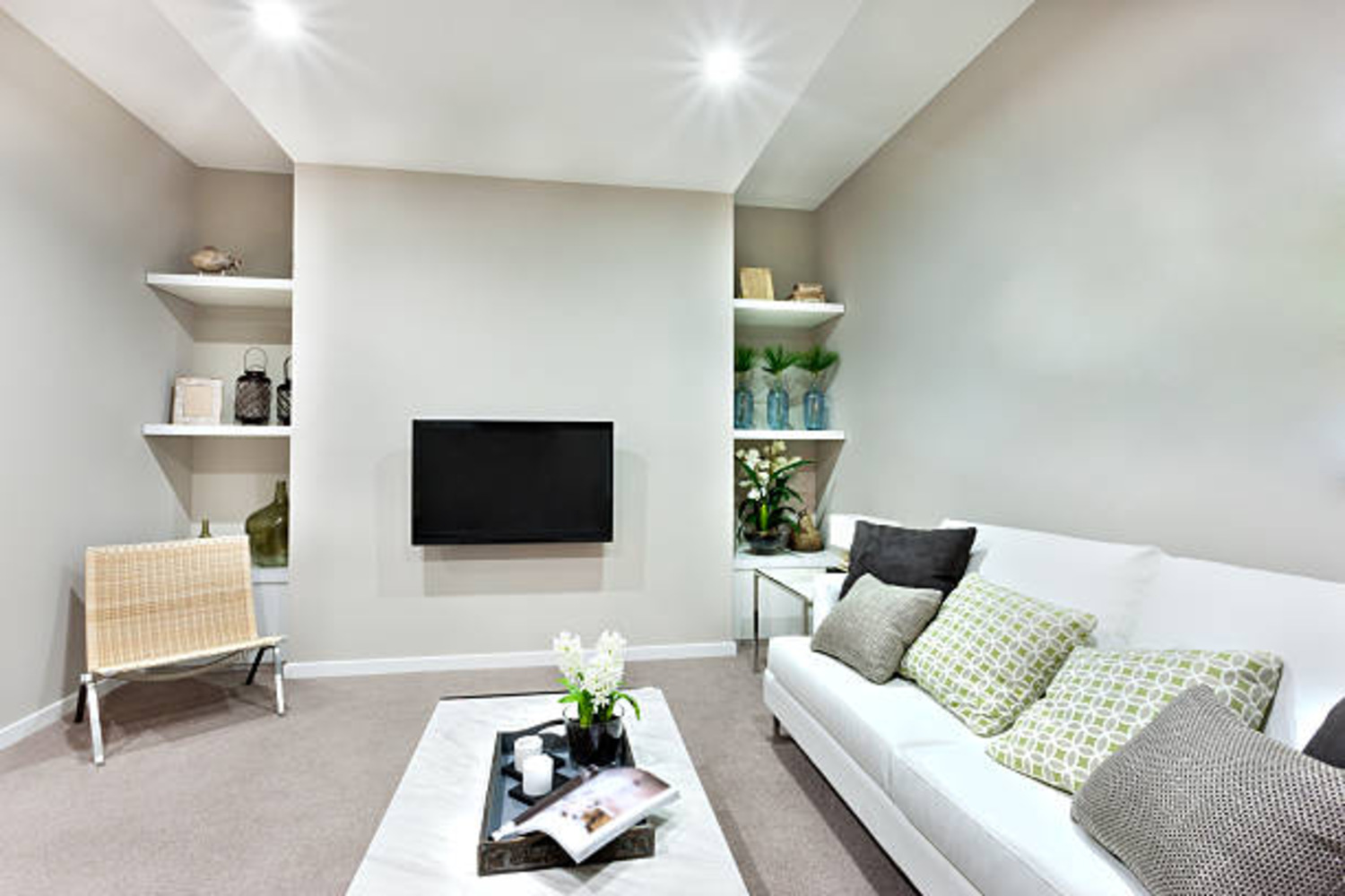 Open concept bright basement living space